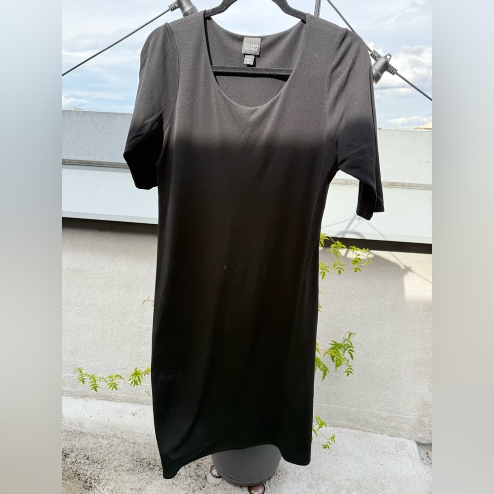 Eileen Fisher Black Silk Knit Dress